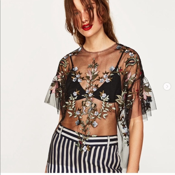 Zara Tops - Embroidered Tulle Zara Top